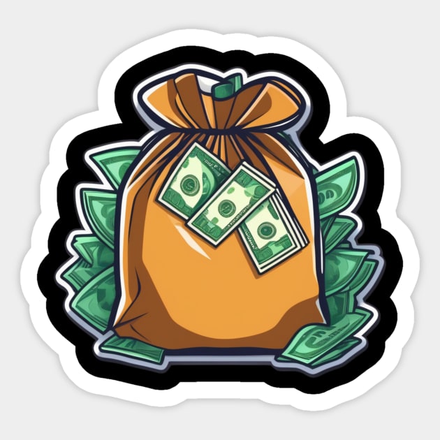 wealthy bag full of dollars Sticker by AhmedPrints